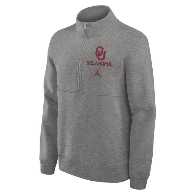 Jordan Mens Heather Gray Oklahoma Sooners Primetime Club Half-Zip Sweatshirt Product Image