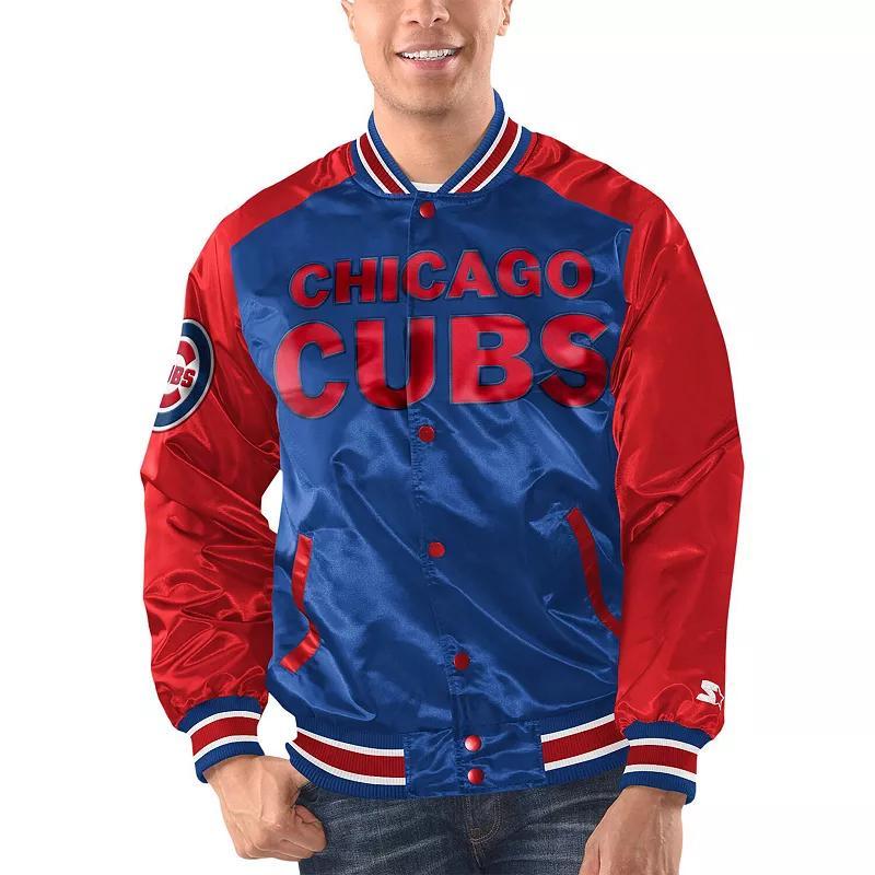 Mens Starter Royal/Red Chicago Cubs Varsity Satin Full-Snap Jacket Product Image