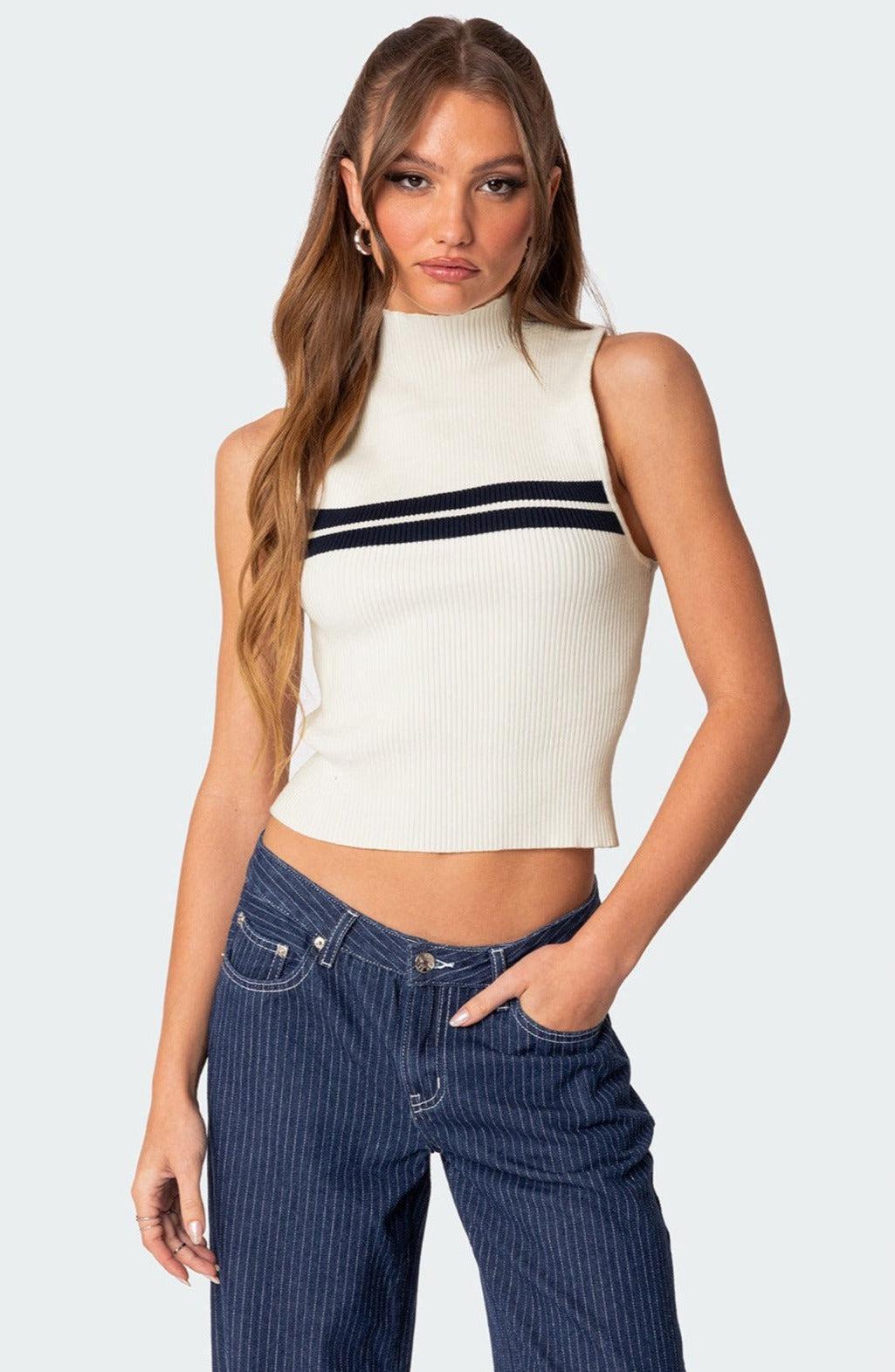 Eliza Ribbed High Neck Top Product Image