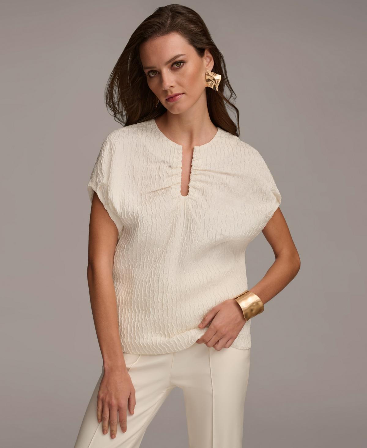 Donna Karan Womens Split-Neck Blouse product image