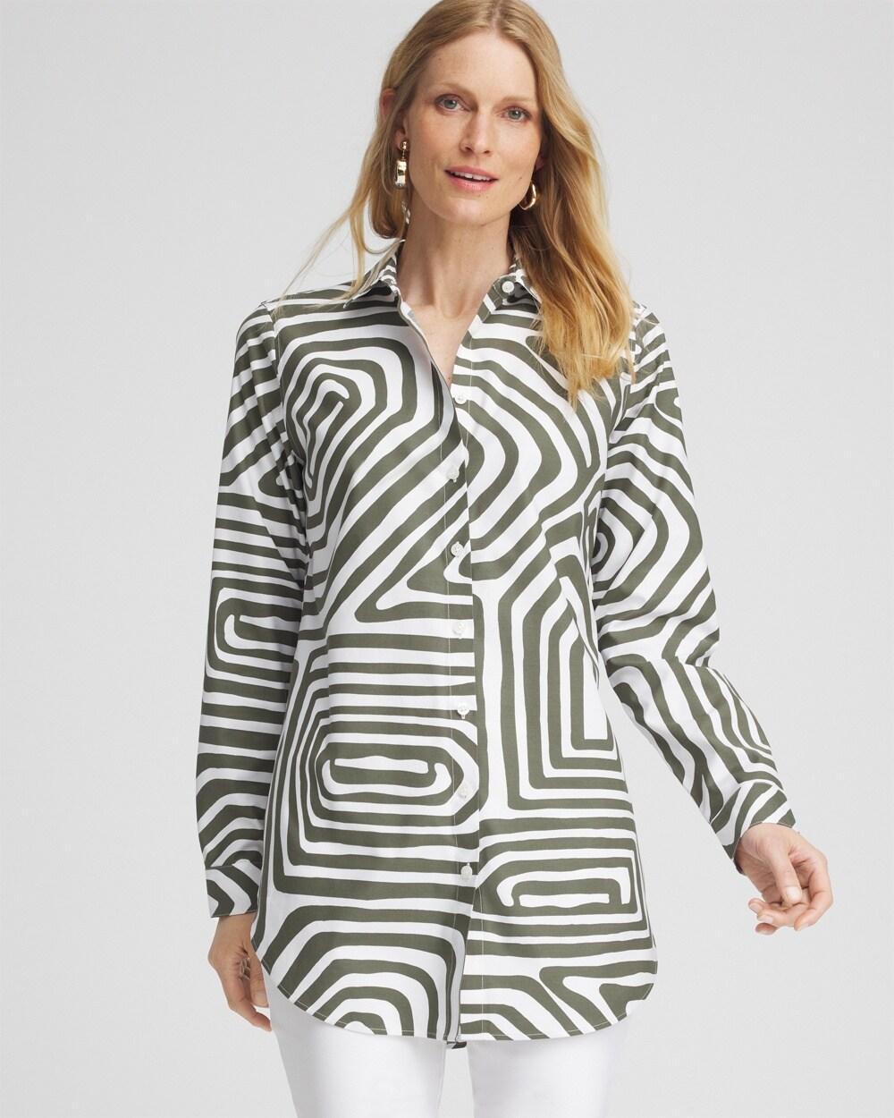 Women's No Iron Stretch Abstract Print Tunic Top Product Image