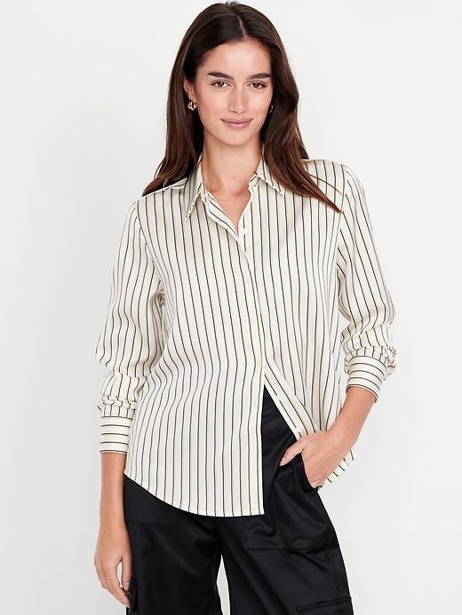 Classic Button-Down Satin Shirt Product Image