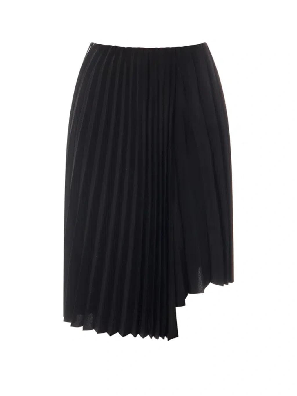 SAINT LAURENT Asymmetric Wrap-effect Pleated Crepe Midi Skirt In Black Product Image