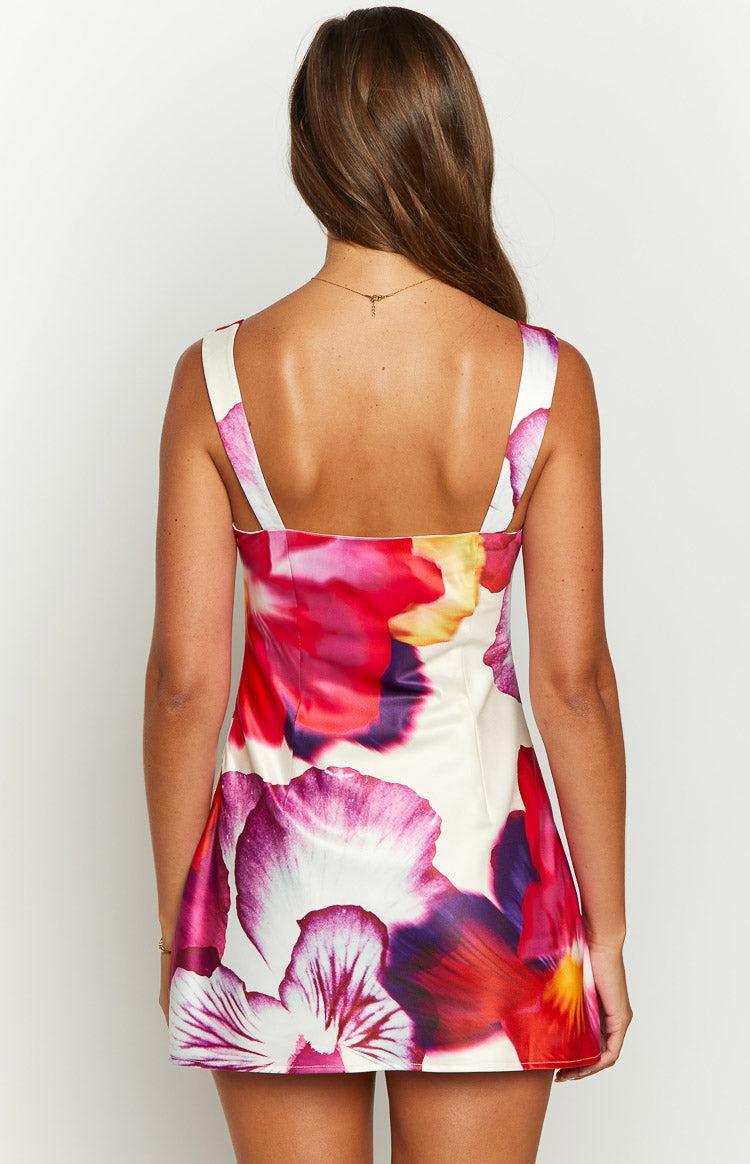 Pansy Pink Floral Sleeveless Mini Dress Product Image