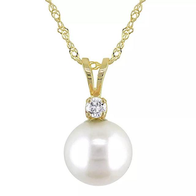 Stella Grace 14k Gold Freshwater Cultured Pearl & Diamond Accent Pendant Necklace, Womens Product Image