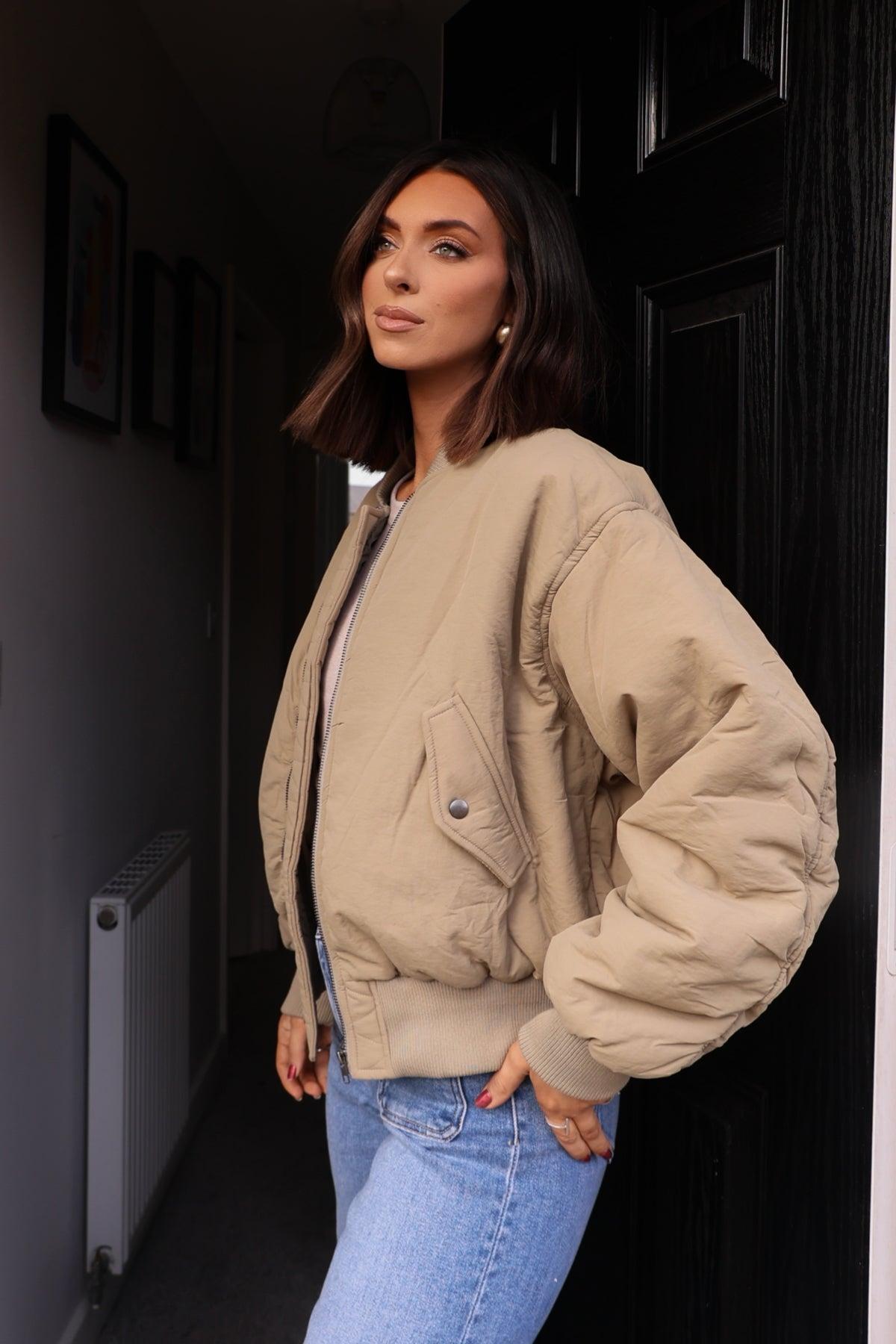 Olive Bomber Puffer Jacket Product Image