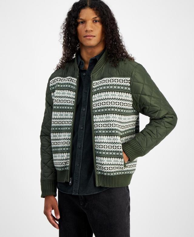 Sun + Stone Mens Fair Isle Zip-Front Sweater Jacket Product Image