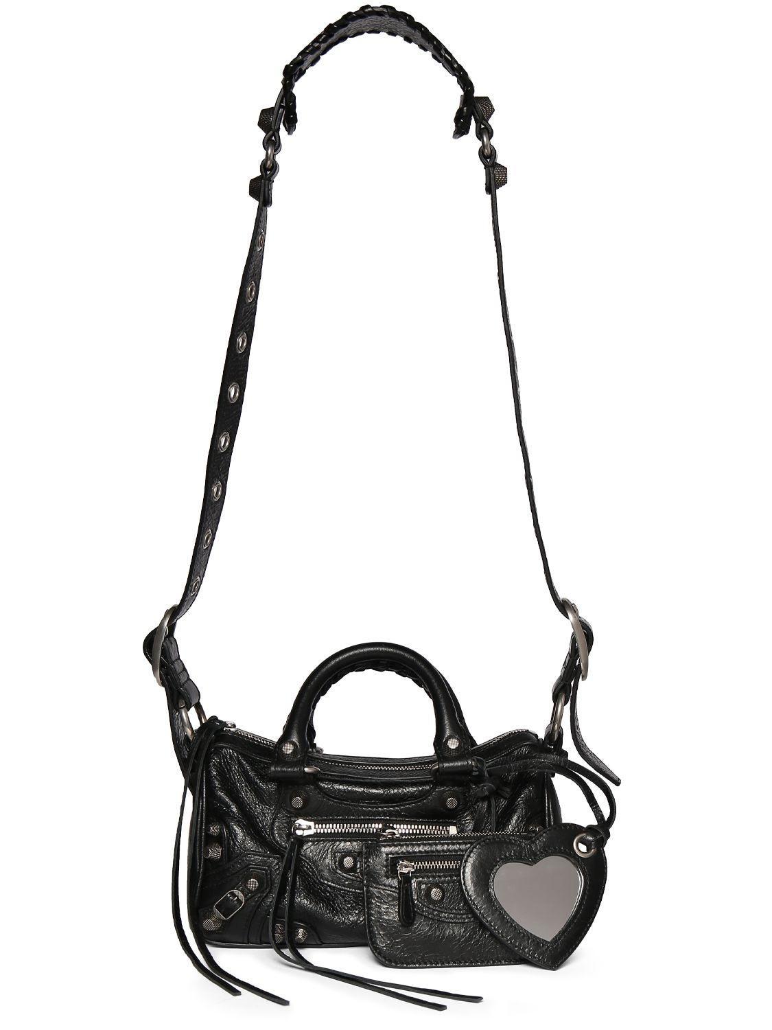 BALENCIAGA Le Cagole Mini Leather Shoulder Bag In 1000 Black Product Image