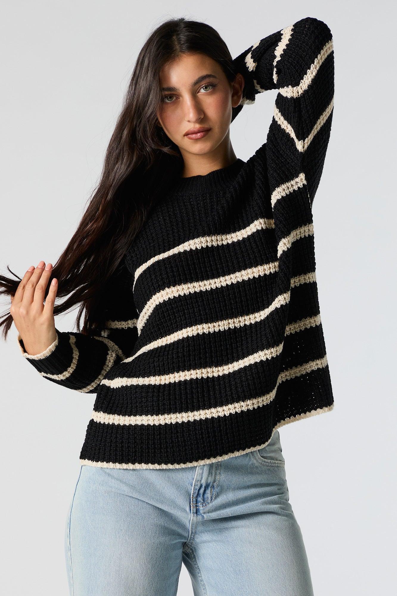 Striped Waffle Knit Sweater Female Product Image