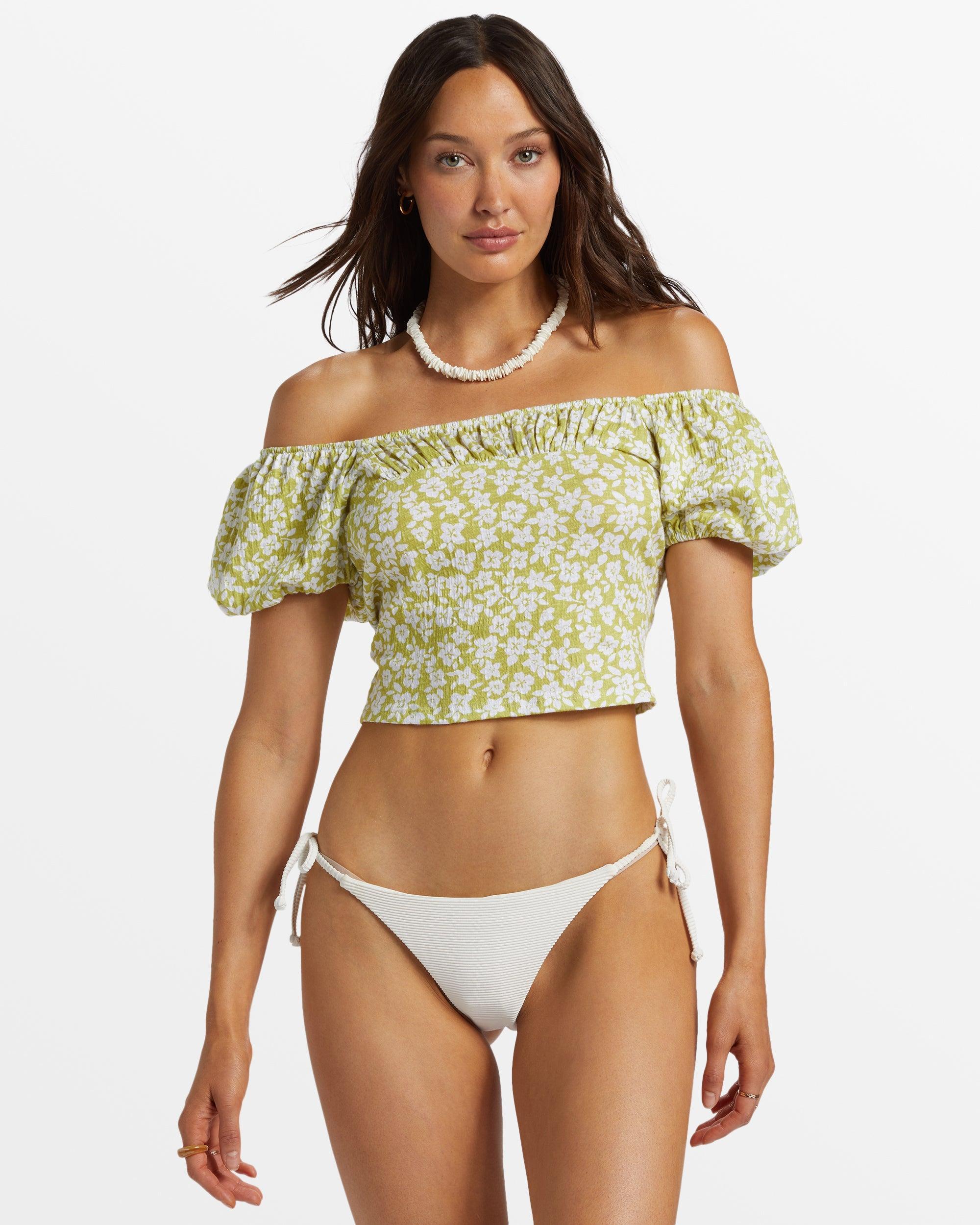 Flirt On Fitted Crop Top - Moss Joy Female Product Image