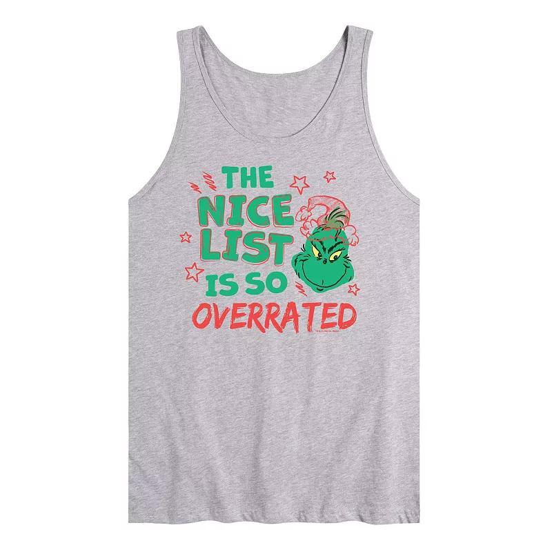 Mens Dr. Seuss The Grinch Nice List Overrated Graphic Tank Product Image