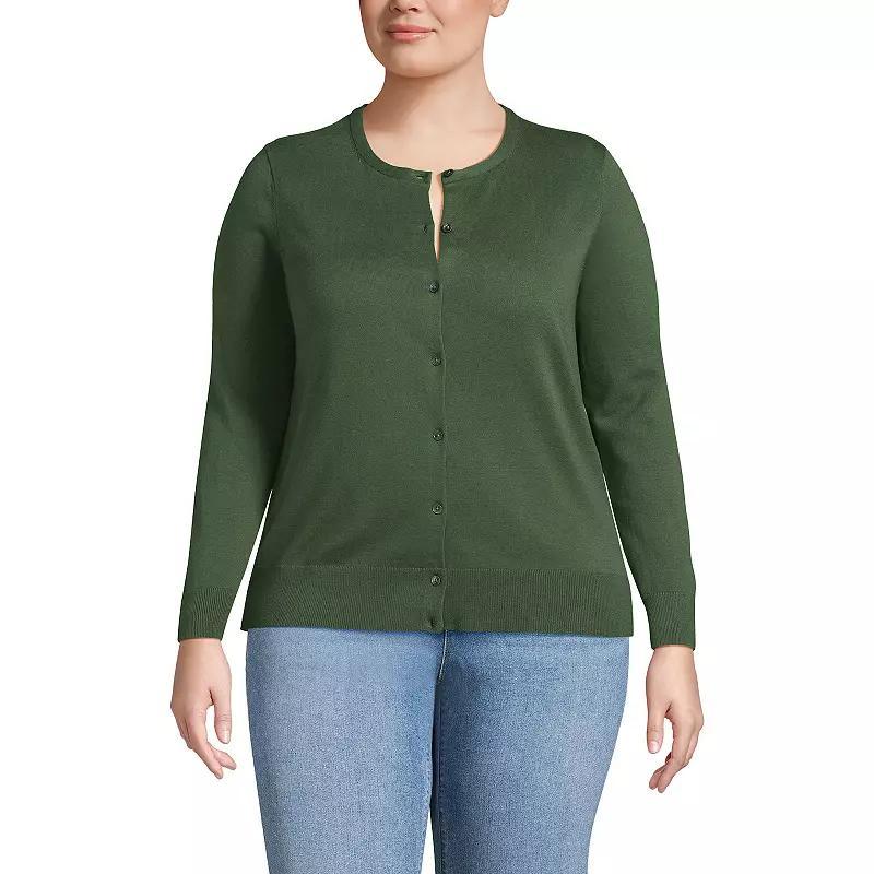 Plus Size Lands End Fine Gauge Cotton Cardigan Sweater, Womens Product Image