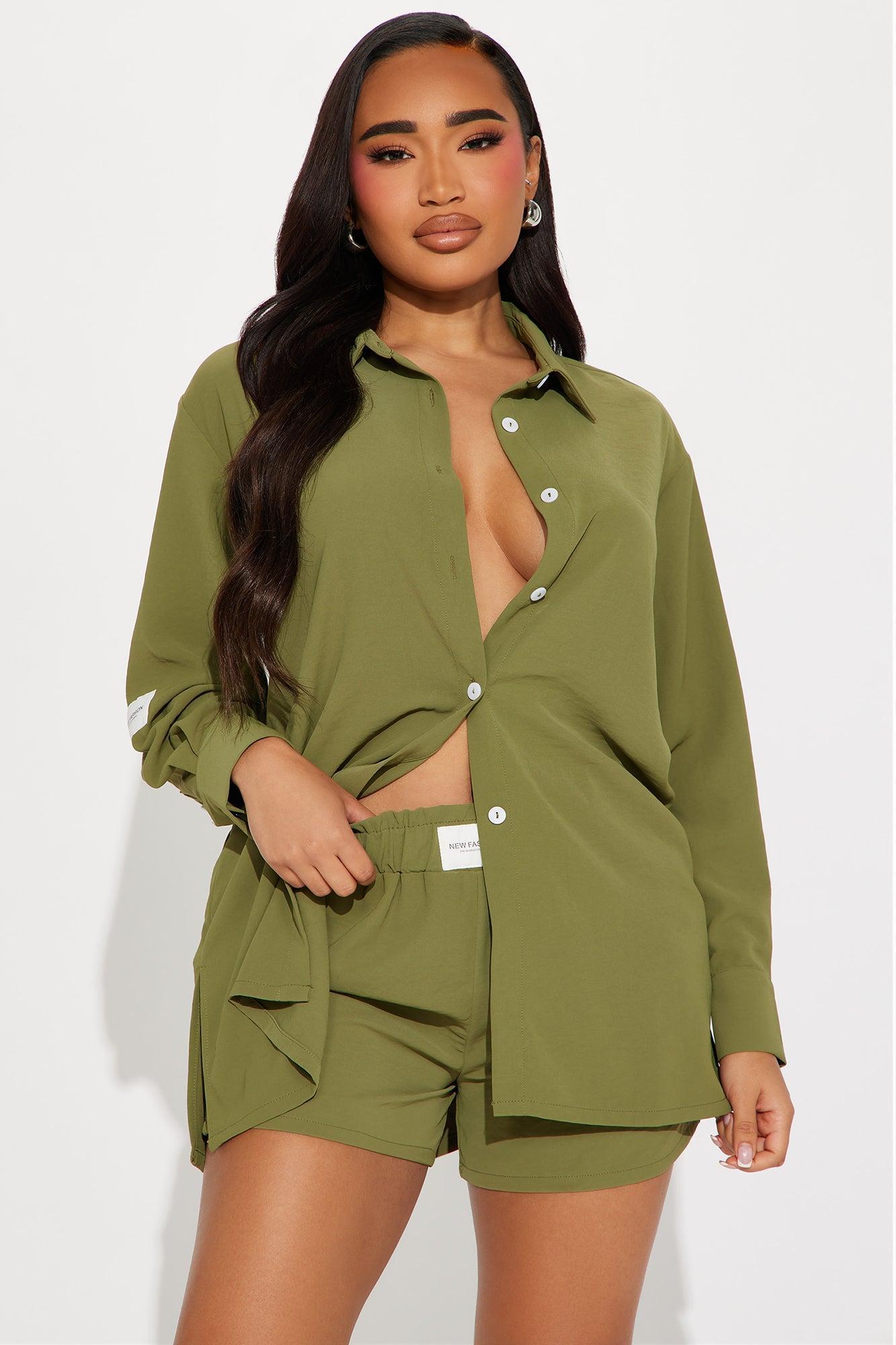 Worldwide Fashion Look Short Set - Olive product image