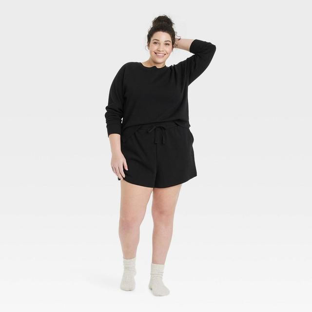 Womens Fleece Lounge Shorts - Colsie Black L Product Image