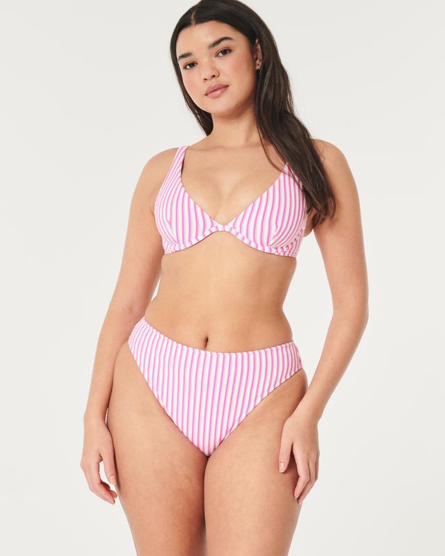 Curvy High-Leg High-Waist Ribbed Cheeky Bikini Bottom Product Image