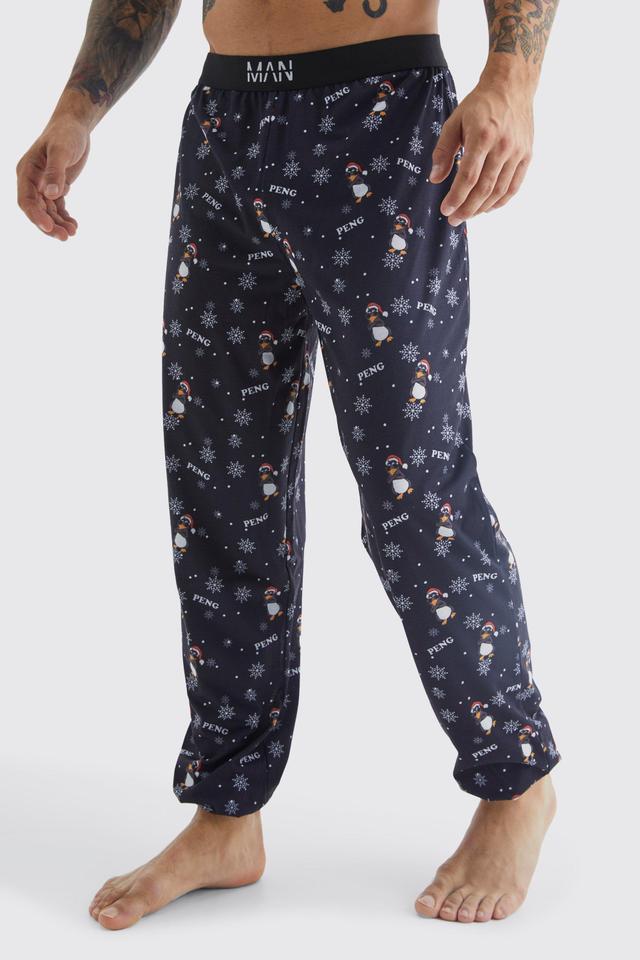 Christmas Penguin Lounge Bottoms | boohooMAN USA Product Image