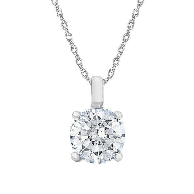 Diamond Medley 14k White Gold 1 Carat T.W. Lab-Grown Diamond Solitaire Pendant Necklace, Womens Product Image