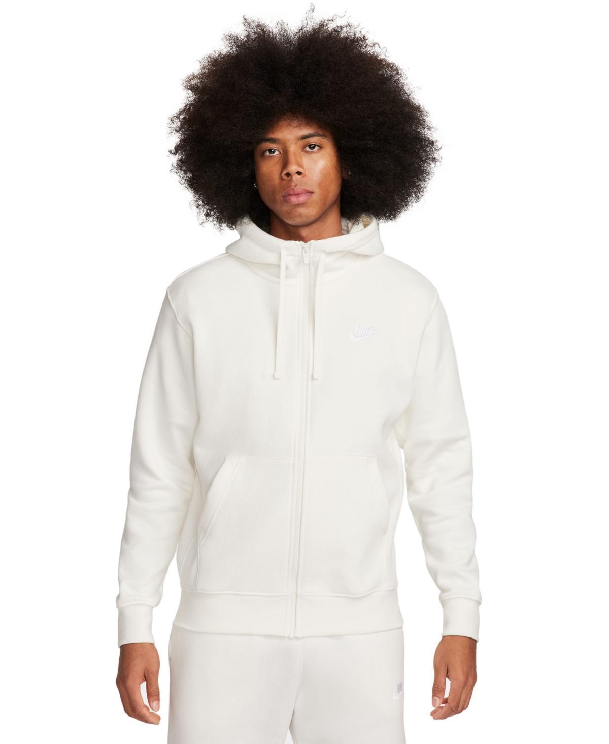 Nike Mens Nike Club Full-Zip Hoodie - Mens White/Midnight Navy Product Image