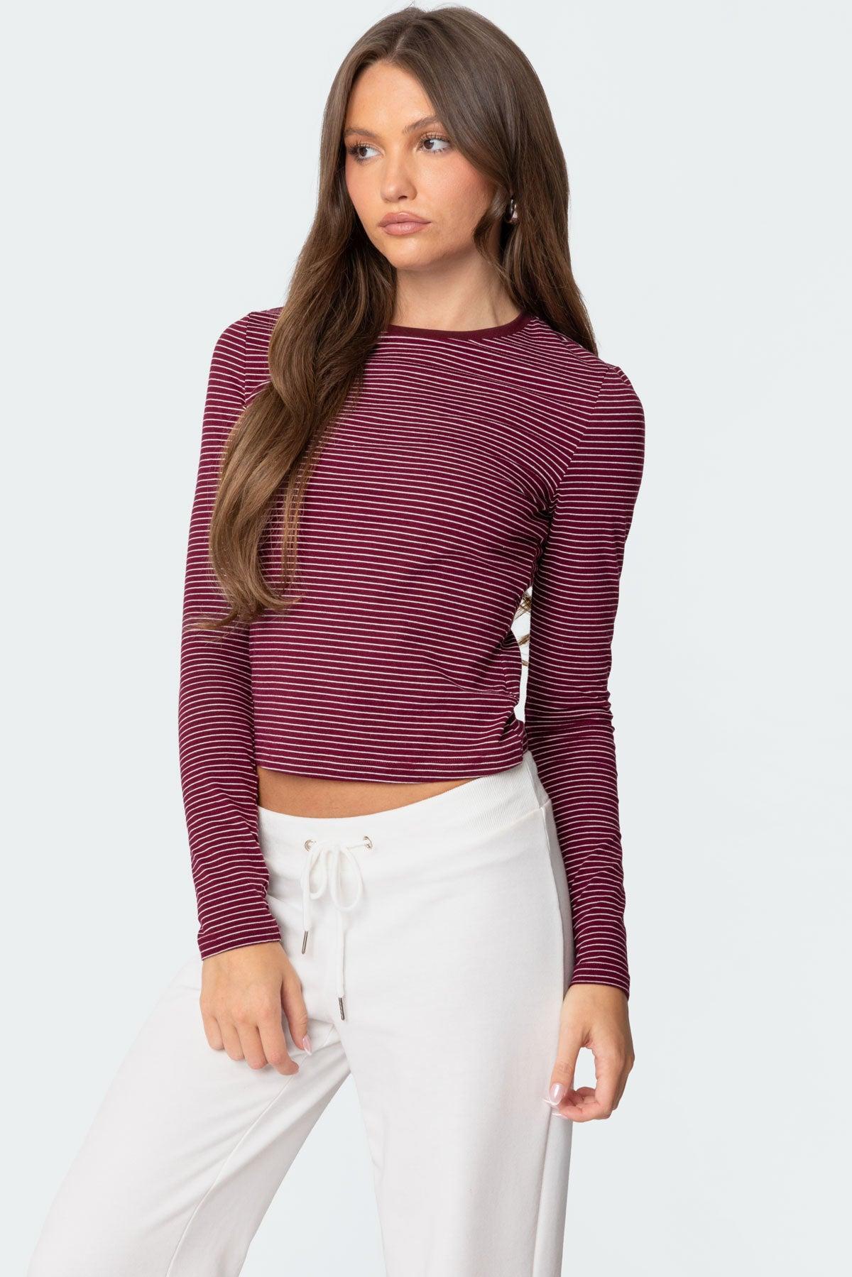 Brianna Striped Long Sleeve T Shirt Product Image