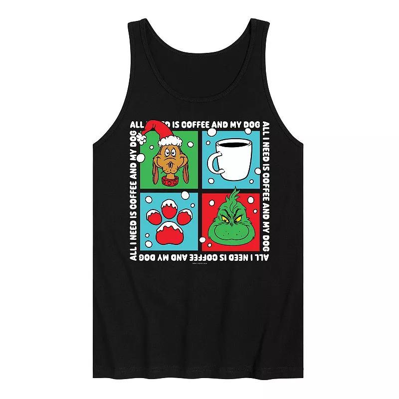 Mens Dr. Seuss The Grinch Coffee And Dog Grid Graphic Tank Top Product Image