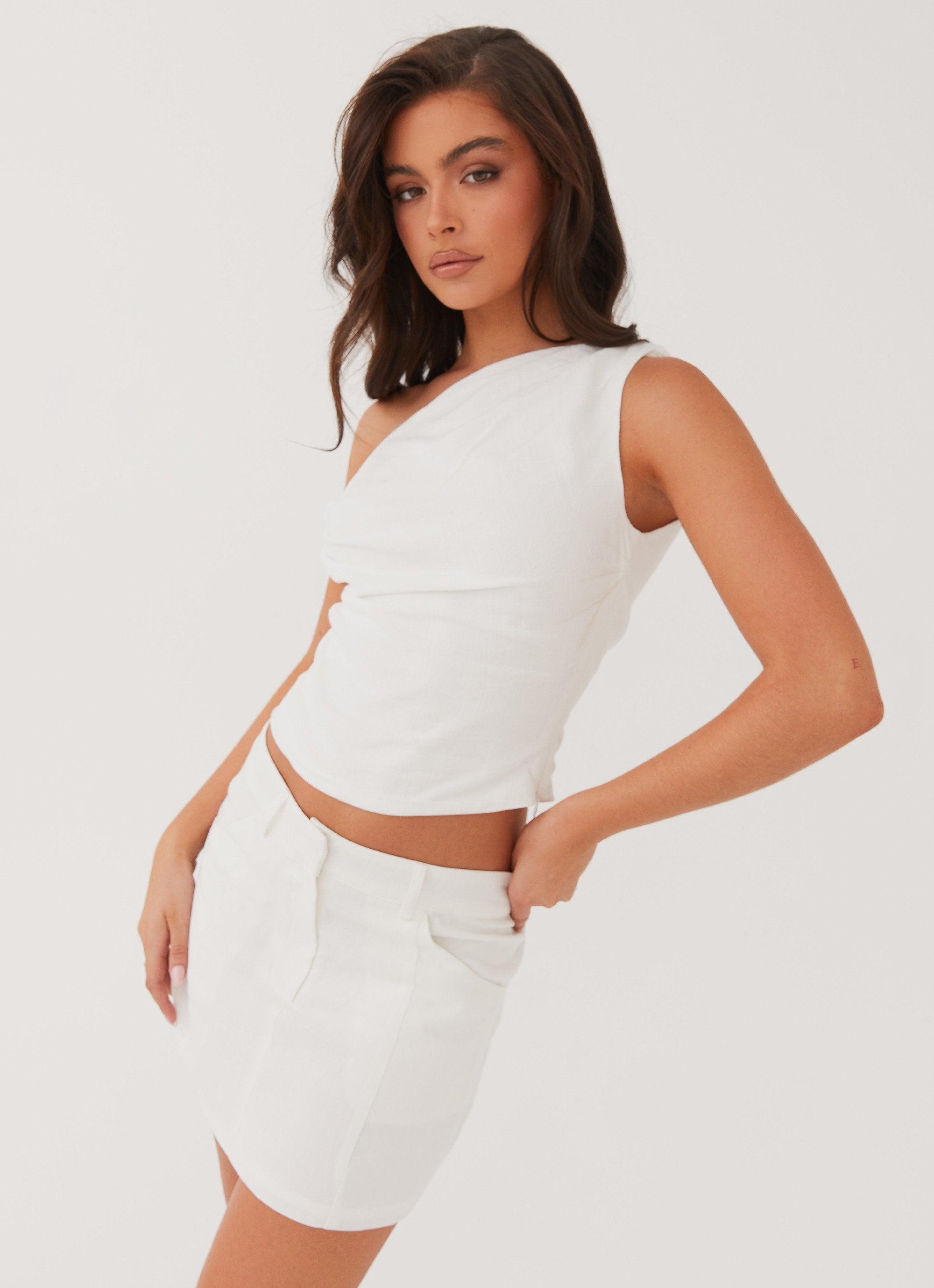 Marissa Linen Mini Skirt - White Product Image