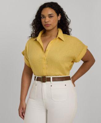 Plus Size Linen Dolman Sleeve Top  Product Image