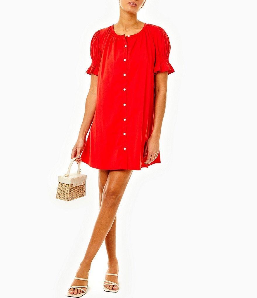 Addison Bay Sailor Puff Sleeve Button Front Dress Product Image