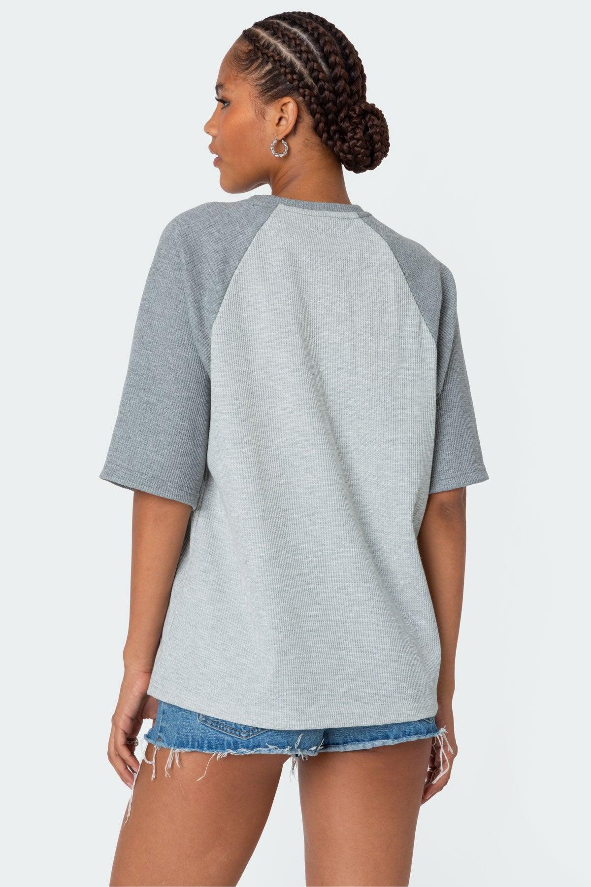 Oversized Raglan Waffle T Shirt Product Image