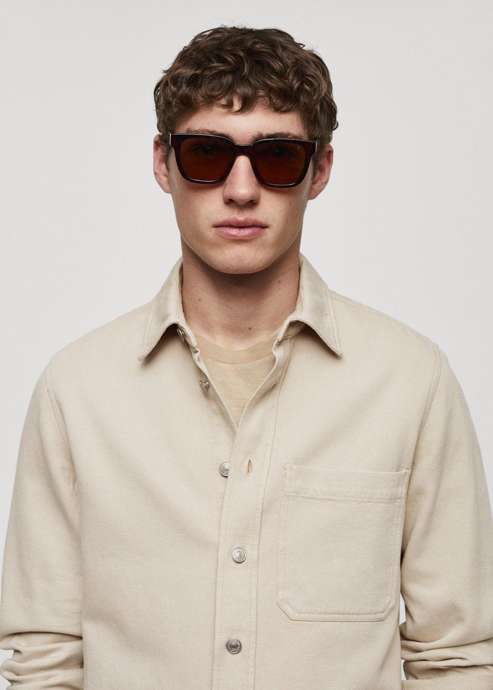 MANGO MAN - Regular-fit overshirt with pocket beigeMen Product Image