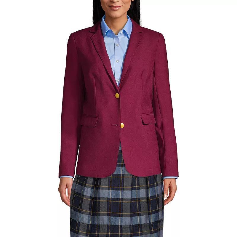 Womens Lands End School Uniform Hopsack 2-Button Blazer Jacket Grey Frost Product Image