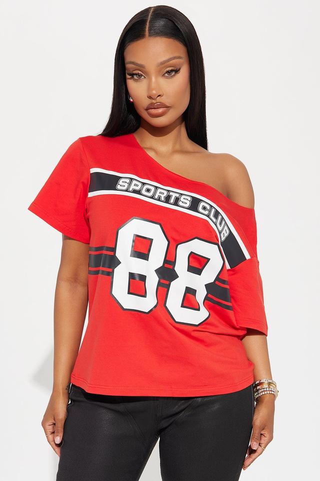 Team MVP Off Shoulder Top - Red Product Image