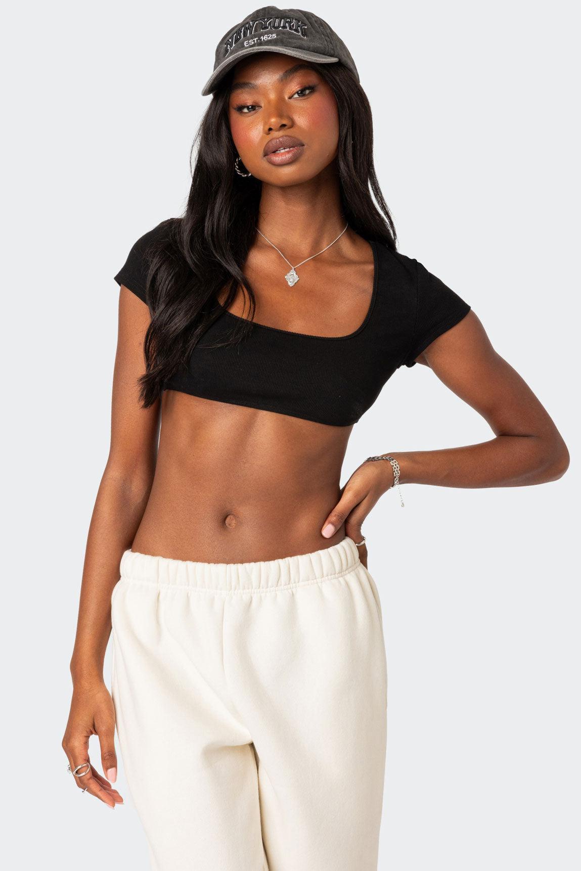 Square Neck Ribbed Crop Top product image