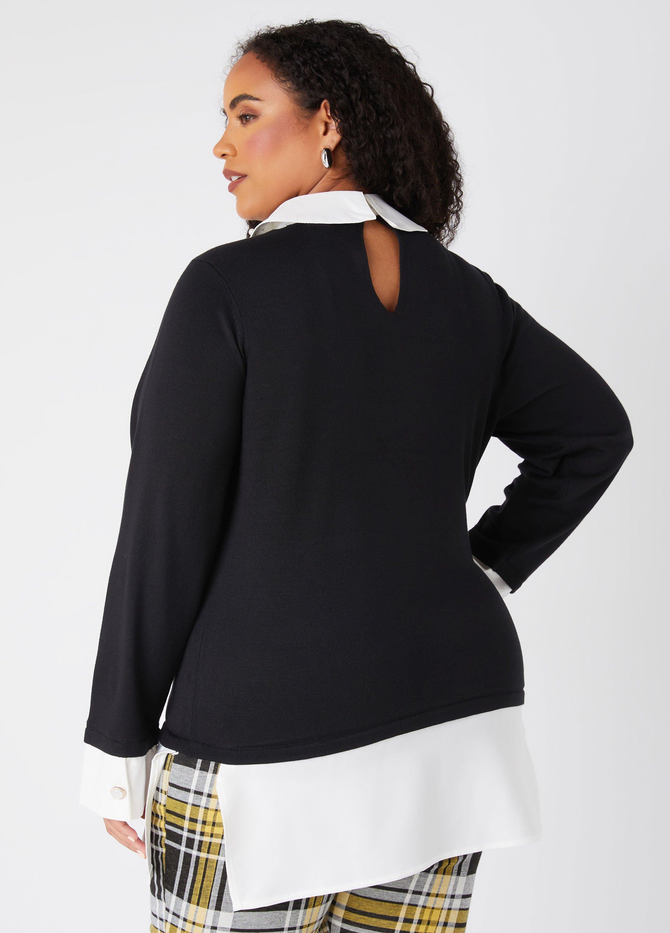 Paneled Faux Pearl Sweater Product Image