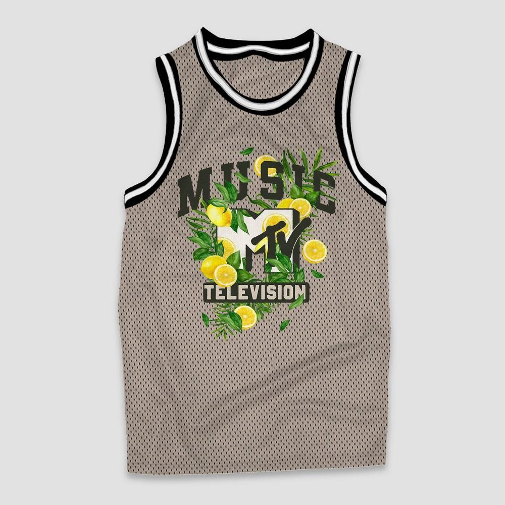 Mens MTV Lemons Mesh Tank Top - Black/Beige Product Image