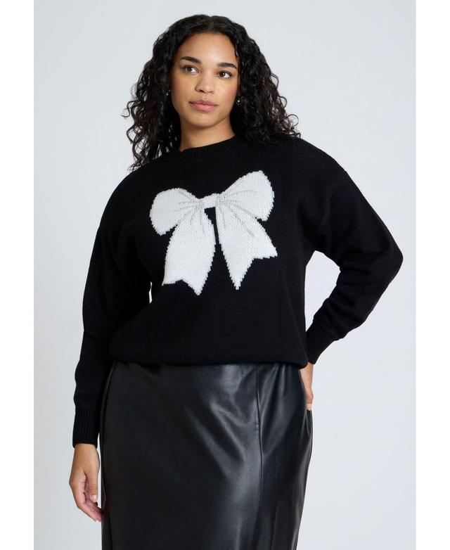 Eloquii Womens Bow Intarsia Sweater Product Image