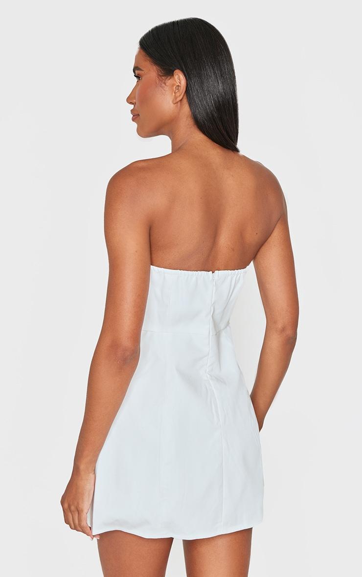 White Bandeau Pocket Detail Shift Dress Product Image