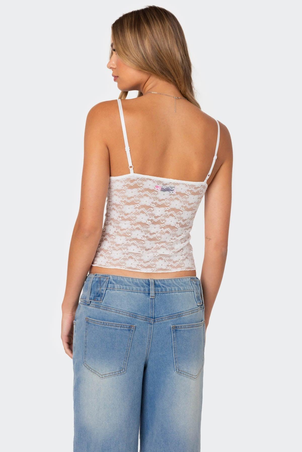 Eira Sheer Lace Tank Top Product Image