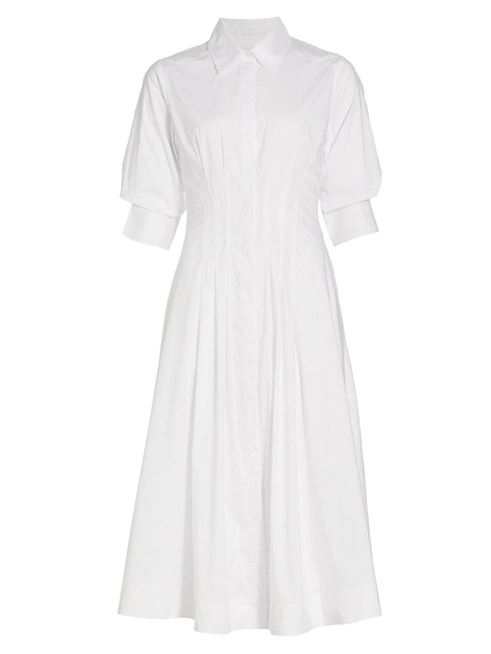 Womens Jazz Core Cotton Poplin Pintuck Midi-Dress Product Image