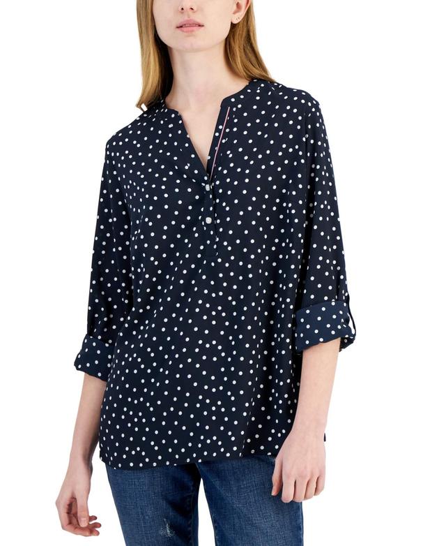 Tommy Hilfiger Womens Polka-Dot Popover Tunic Product Image