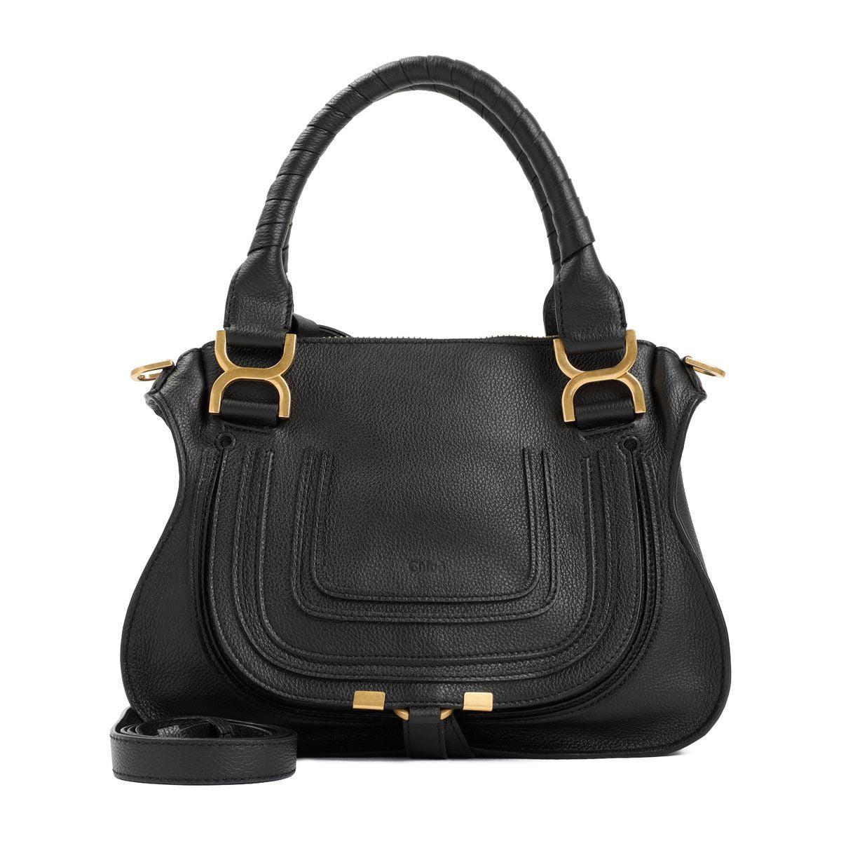 Black Leather Small Marcie Tote Bag Product Image