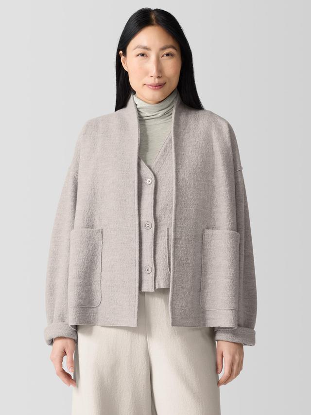 EILEEN FISHER Lightweight Boiled Wool High Collar Jacket in Regenerative Woolfemale Product Image