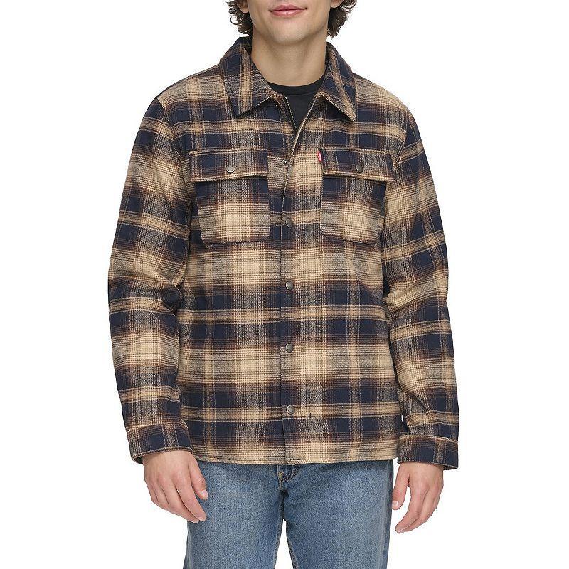 Mens Levis Quilted-Lined Shirt Jacket Brown Plaid Product Image