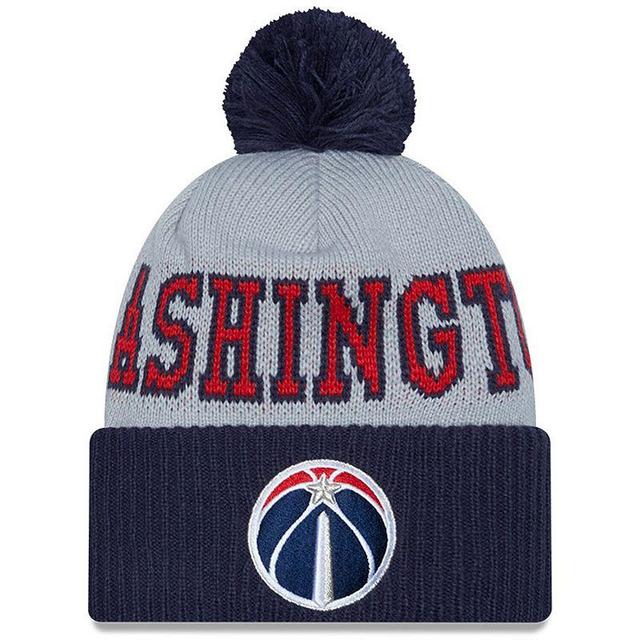 Mens New Era Navy/Gray Washington Wizards Tip-Off Two-Tone Cuffed Knit Hat with Pom Product Image