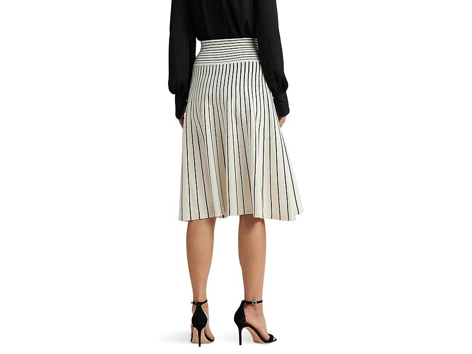 LAUREN Ralph Lauren Striped Cotton-Blend Midi Skirt (Mascarpone Cream/Black) Women's Skirt Product Image