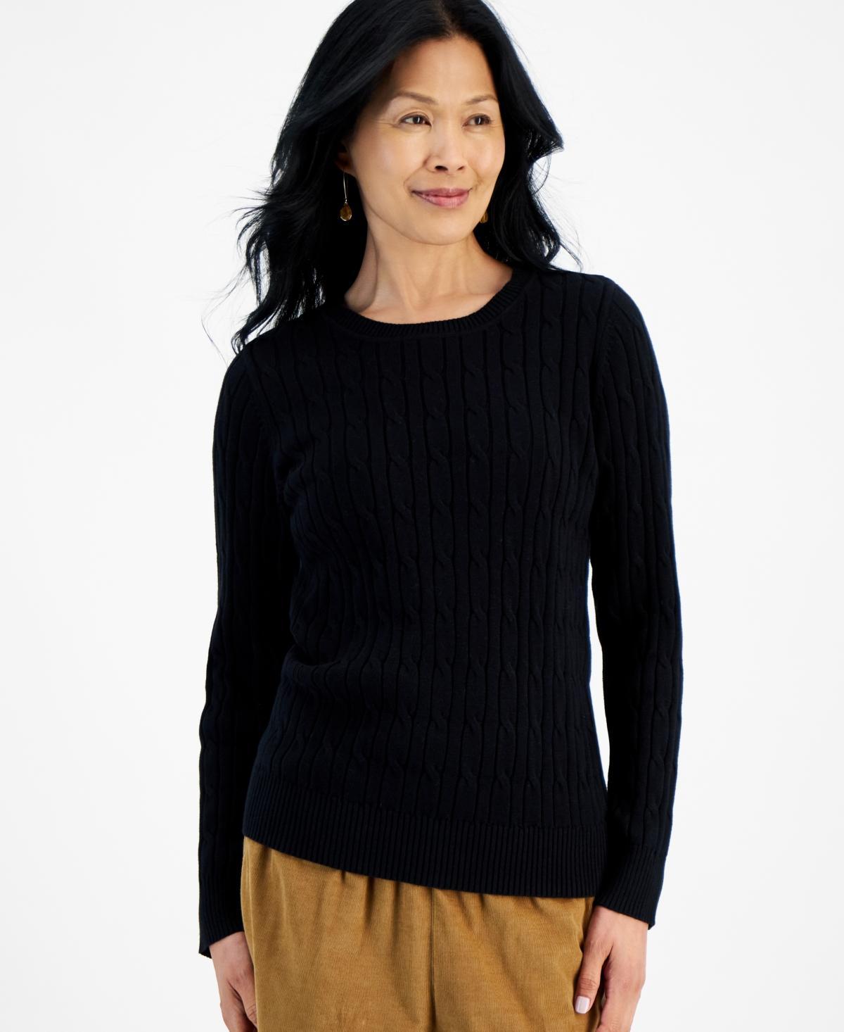 Style & Co Womens Cotton Cable-Knit Crewneck Sweater, Created for Macys Product Image