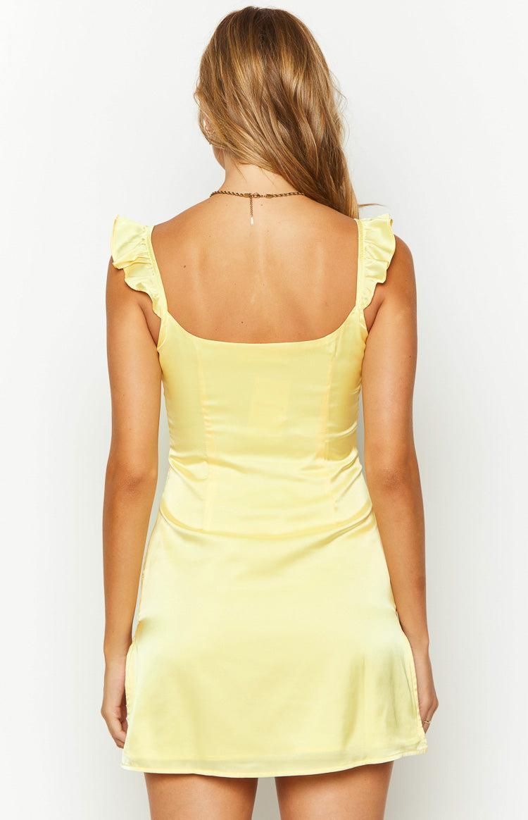 Marigold Muse Yellow Satin Mini Dress Product Image