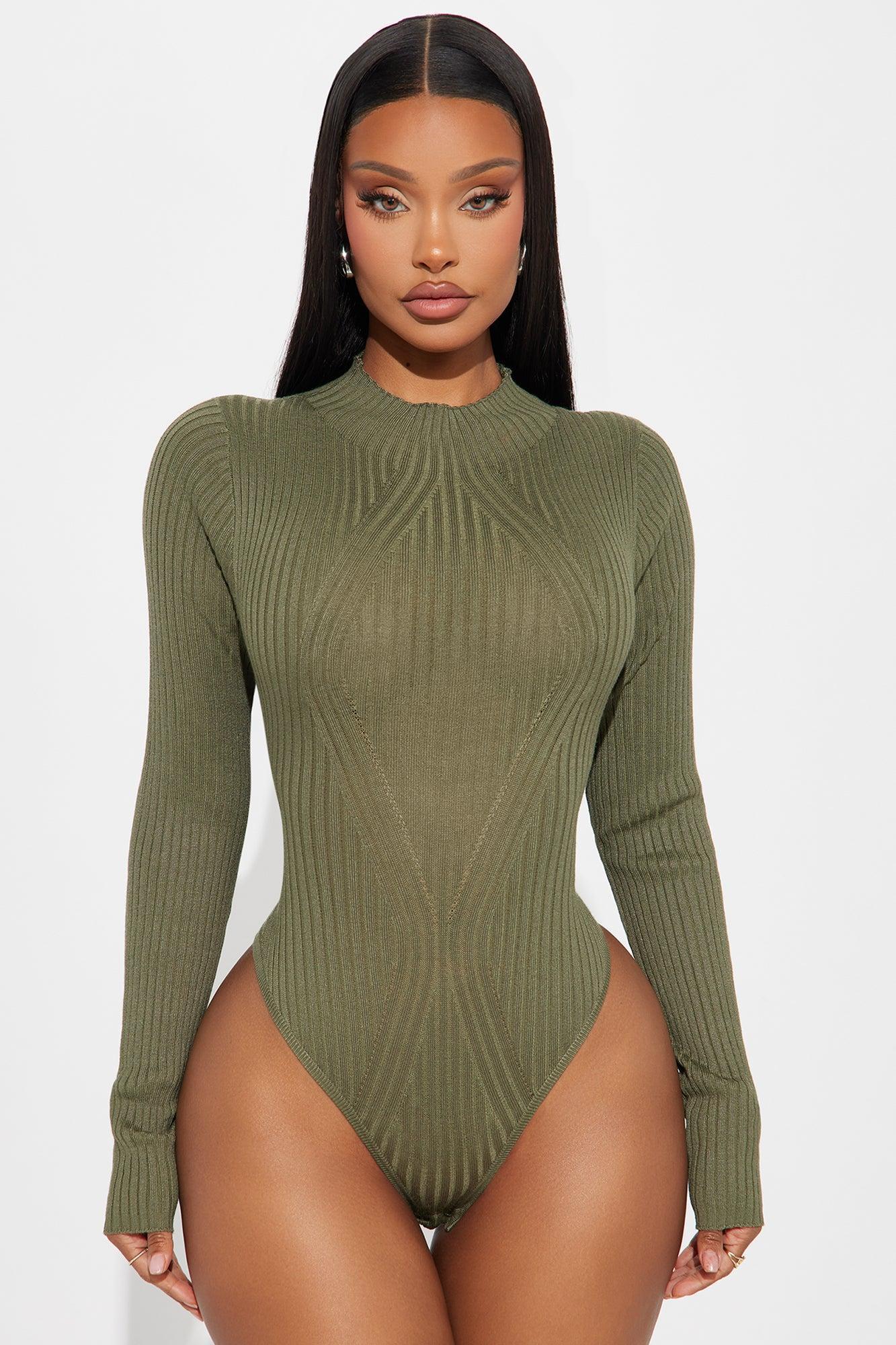 Marenna Sweater Bodysuit - Olive Product Image