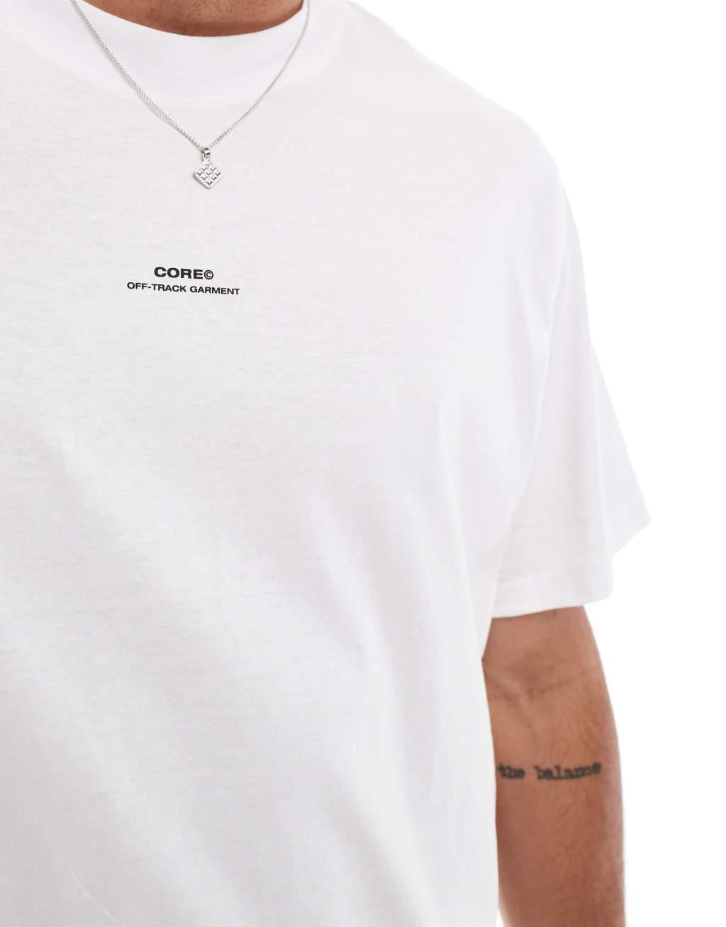 Jack & Jones oversized back print T-shirt in white Product Image