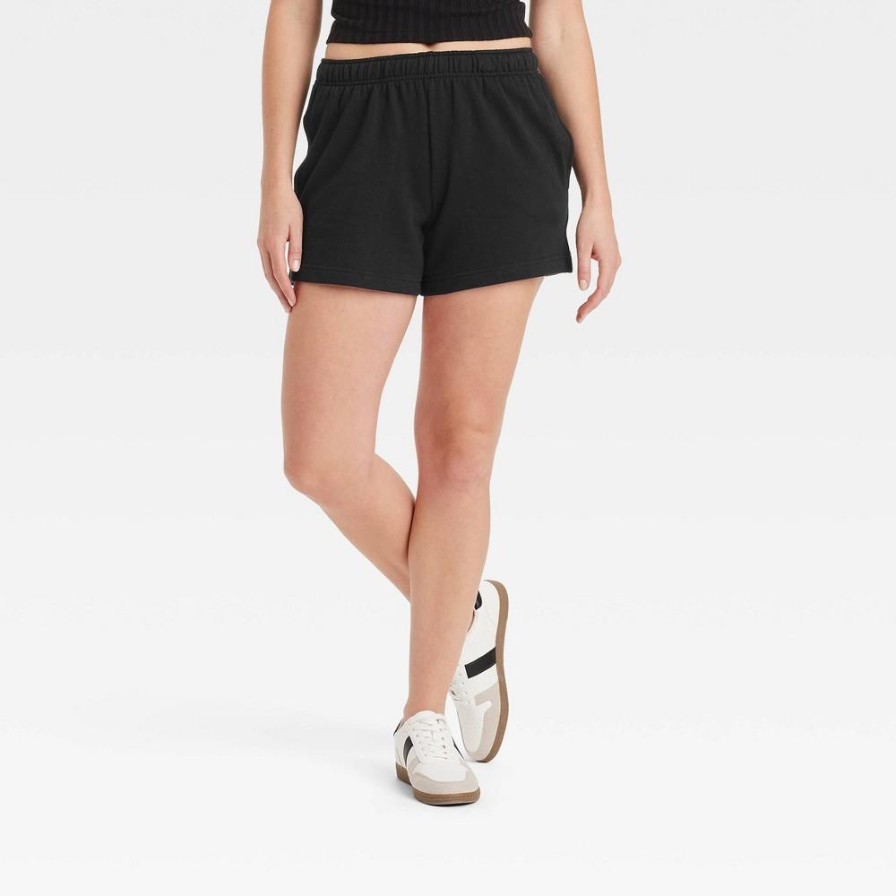 Womens Leisure Studio Mid-Thigh Fleece Shorts - Universal Thread Black XS Product Image