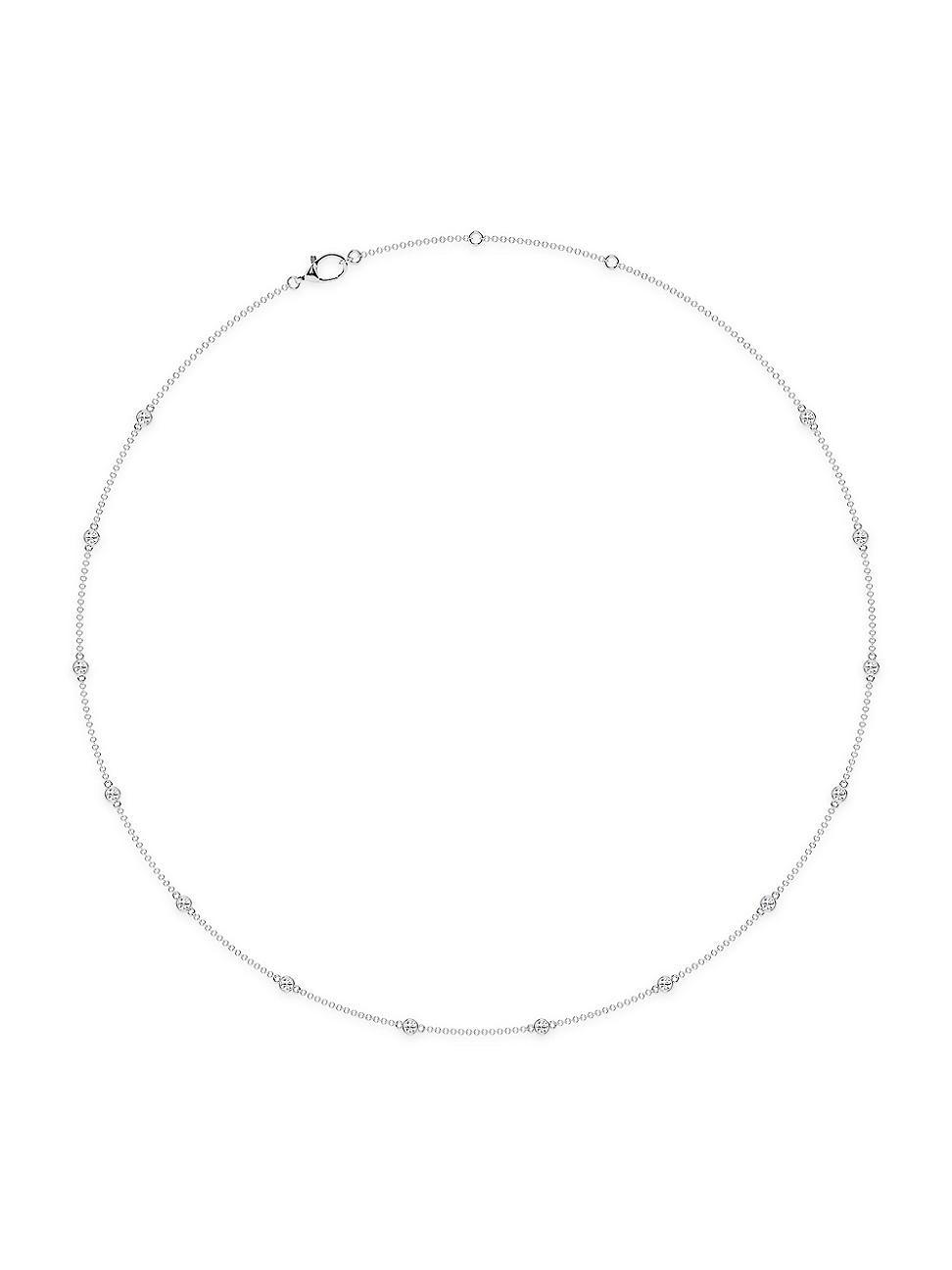 Womens 14K White Gold & Lab-Grown 14-Diamond Station Necklace/0.70-2.10 TCW Product Image